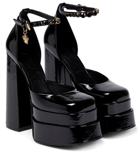 black heels versace|versace black platform heels.